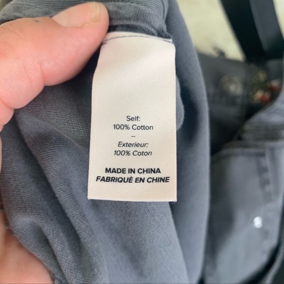 Cinq á Sept Folk Cropped Canyon Jean Jacket Grey Floral Embroidery Size L NWT - Picture 11 of 12